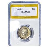 1940-D Washington Silver Quarter PGA MS65