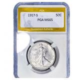 1917-S Walking Liberty Half Dollar PGA MS65