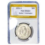 1951-S Booker T Half Dollar PGA MS66+