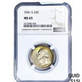 1941-S Washington Silver Quarter NGC MS65