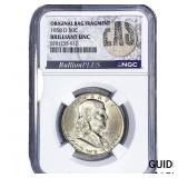 1958-D Franklin Half Dollar NGC BU Orig. Bag. Frag