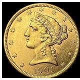 1901-S Gold $5 Liberty Head Half Eagle  UNCIRCULA