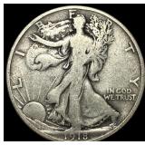 1918-D Silver Walking Liberty Half Dollar LIGHTLY