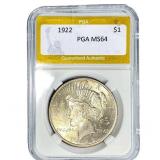 1922 Silver Peace Dollar PGA MS64