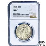1945 Walking Liberty Half Dollar NGC MS65