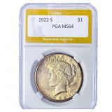 1922-S Silver Peace Dollar PGA MS64
