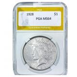 1928 Silver Peace Dollar PGA MS64