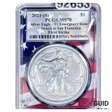 2021[S] Silver Eagle PCGS MS70 TY 1 Emeg. Issue