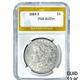 1884-S Morgan Silver Dollar PGA AU55+