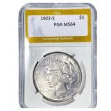 1922-S Silver Peace Dollar PGA MS64