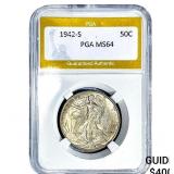 1942-S Walking Liberty Half Dollar PGA MS64