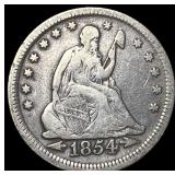 1854 Arrows Seated Liberty Quarter NEARLY UNCIRCUL