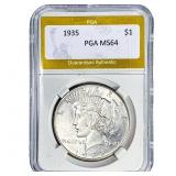 1935 Silver Peace Dollar PGA MS64