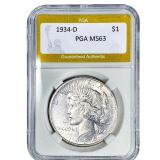 1934-D Silver Peace Dollar PGA MS63