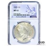 1923 Silver Peace Dollar NGC MS62