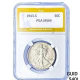 1943-S Walking Liberty Half Dollar PGA MS64
