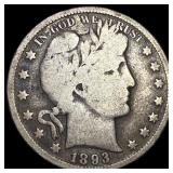 1893-S Silver Barber Half Dollar NICELY CIRCULATED