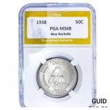 1938 New Rochelle Half Dollar PGA MS68