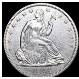 1846 Seated Liberty Half Dollar CLOSELY UNCIRCULAT
