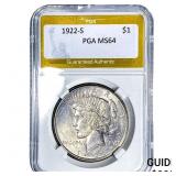 1922-S Silver Peace Dollar PGA MS64