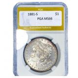1881-S Morgan Silver Dollar PGA MS66