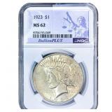 1923 Silver Peace Dollar NGC MS62