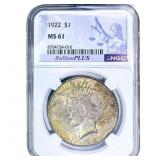 1922 Silver Peace Dollar NGC MS61