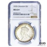 1935 $1 Sliver Canada NGC MS63+