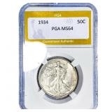 1934 Walking Liberty Half Dollar PGA MS64
