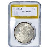 1881-S Morgan Silver Dollar PGA MS64