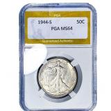 1944-S Walking Liberty Half Dollar PGA MS64