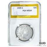 1909-S Barber Half Dollar PGA MS64