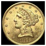1899 Liberty Head Half Eagle $5 Gold UNCIRCULATED