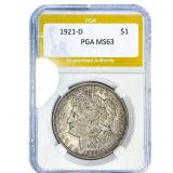 1921-D Morgan Silver Dollar PGA MS63