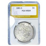 1881-S Morgan Silver Dollar PGA MS64