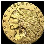 1911 Indian Head Gold $2.50 Quarter Eagle CLOSELY