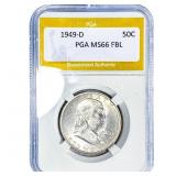1949-D Franklin Half Dollar PGA MS66 FBL