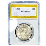 1938 Walking Liberty Half Dollar PGA MS64