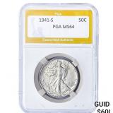 1941-S Walking Liberty Half Dollar PGA MS64