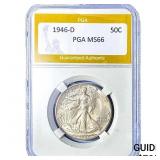 1946-D Walking Liberty Half Dollar PGA MS66