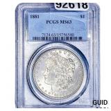 1881 Morgan Silver Dollar PCGS MS63