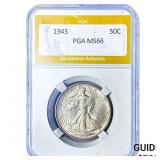 1943 Walking Liberty Half Dollar PGA MS66