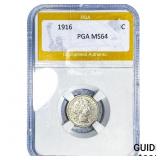 1916 Barber Dime PGA MS64