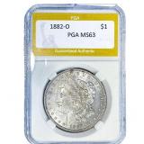 1882-O Morgan Silver Dollar PGA MS63