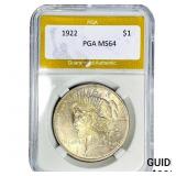 1922 Silver Peace Dollar PGA MS64