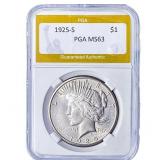 1925-S Silver Peace Dollar PGA MS63