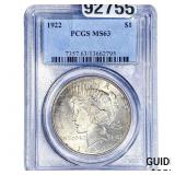 1922 Silver Peace Dollar PCGS MS63