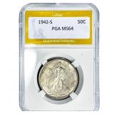 1942-S Walking Liberty Half Dollar PGA MS64