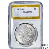 1878-CC Morgan Silver Dollar PGA MS64
