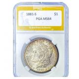 1881-S Morgan Silver Dollar PGA MS64